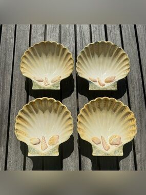 VIETRI Italian Seashell Bowls Set of 4 Coastal Ceramic Shell Dishes